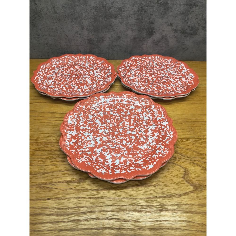 The Pioneer Woman Country Splatter Coral 10 Inch Dinner Plates Set of 6 Melamine
